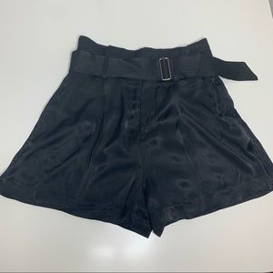 Black satin shorts